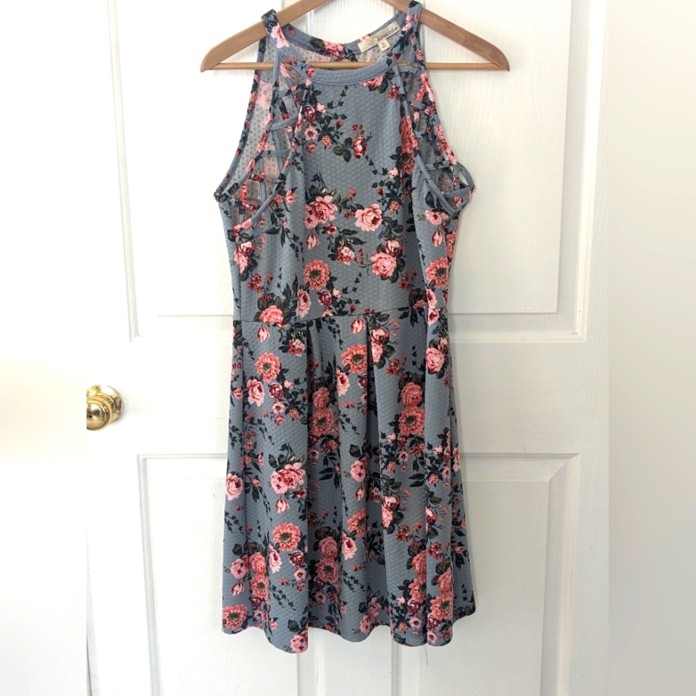 Dress size L by Rewind Pink Grey floral roses